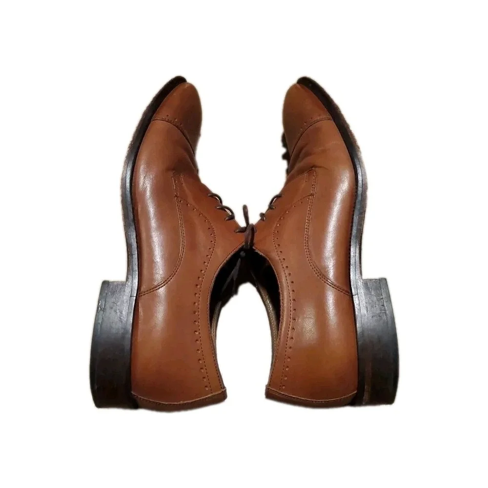 Johnston & Murphy Sanborn Cap Toe Brown Oxford Shoes Men Size 9